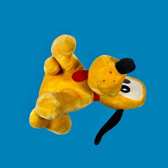 Vintage Pluto Plush Disneyland Sitting Stuffed Animal 14 in Toy Dog Red Collar - Picture 10 of 11